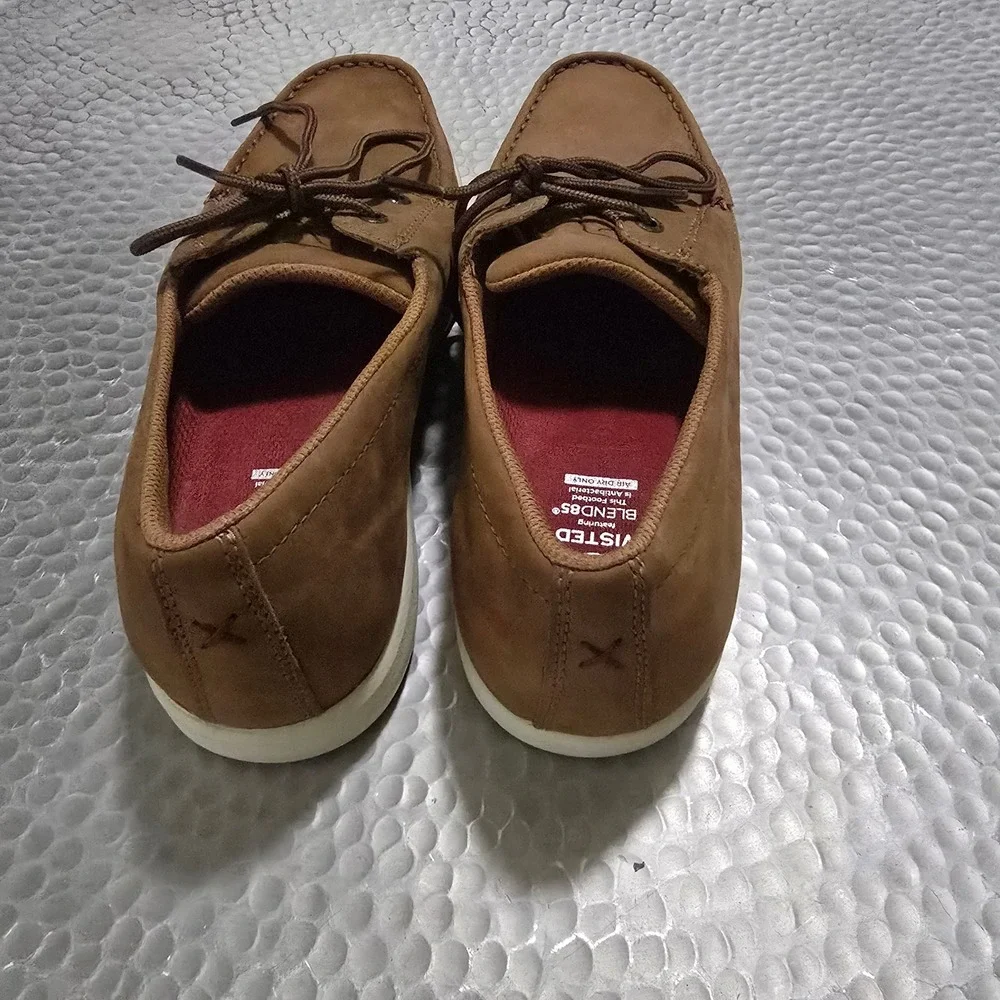 Twisted X Mens Boat Shoe Ultralite X Lion Tan Leather Loafers MBX0003 Size 9.5M